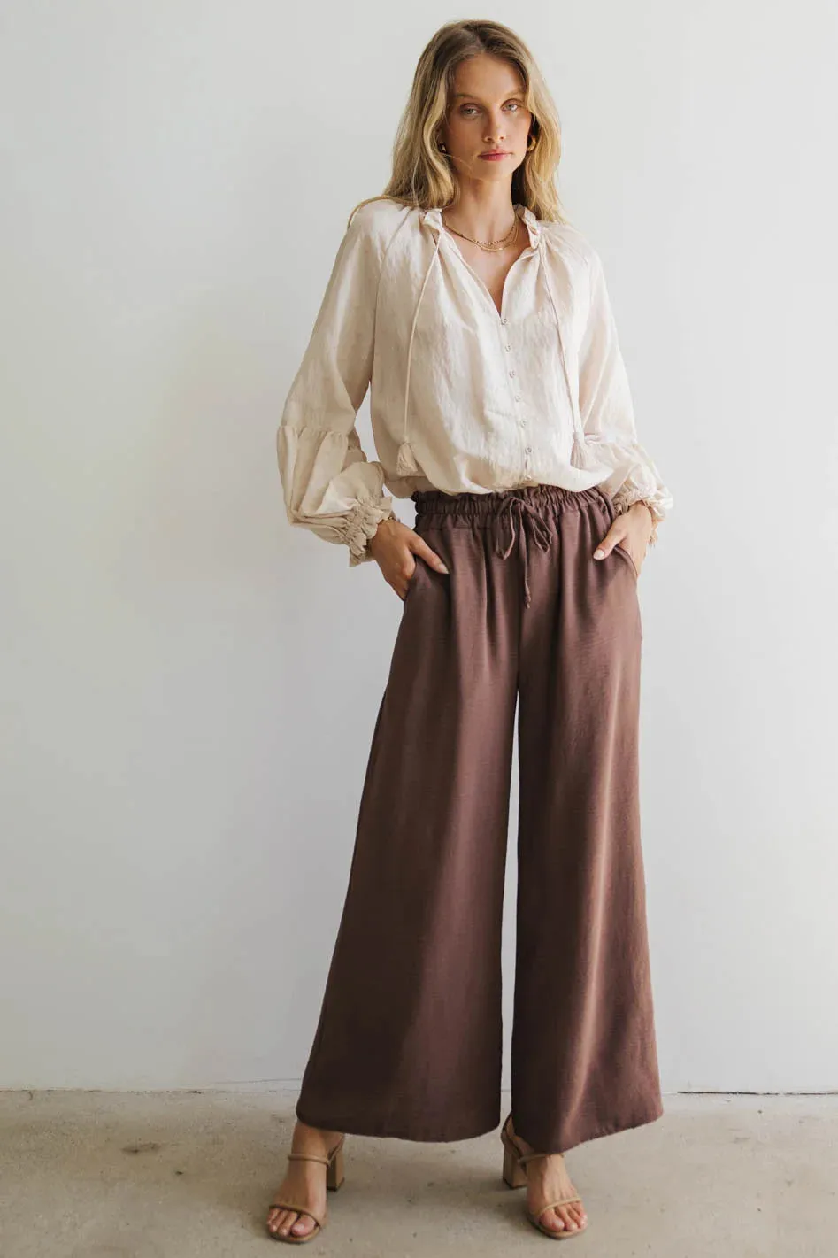 Elowen Button Up Blouse in Cream - FINAL SALE sold by bohme product image thumbnail 3