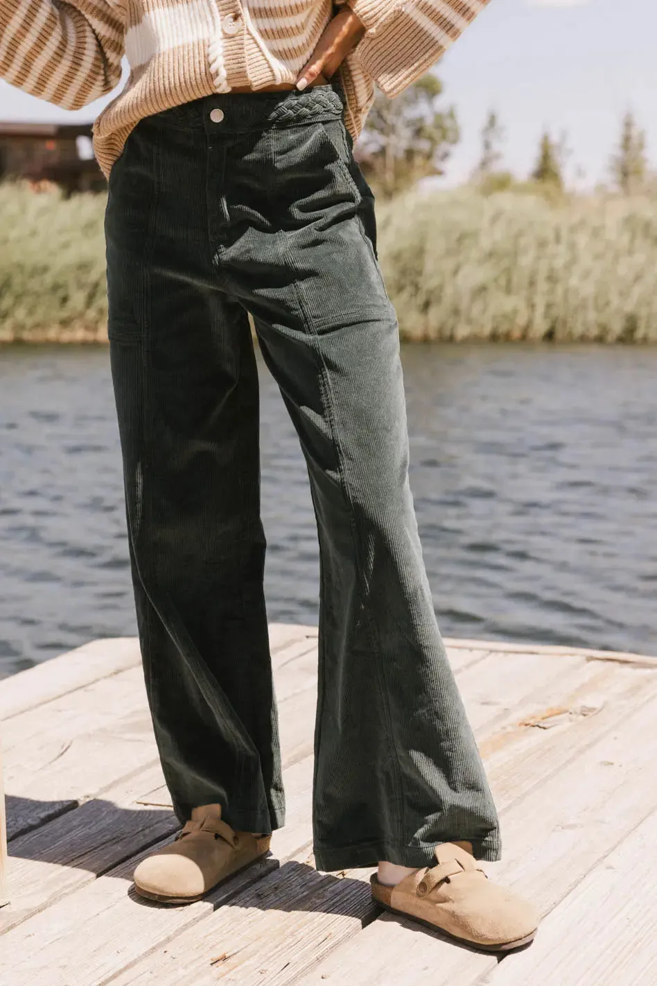 Ariella Corduroy Pants in Teal - FINAL SALE sold by bohme