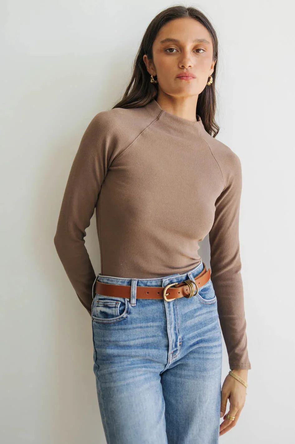 Amaya Mock Neck Top in Mocha - FINAL SALE sold by bohme