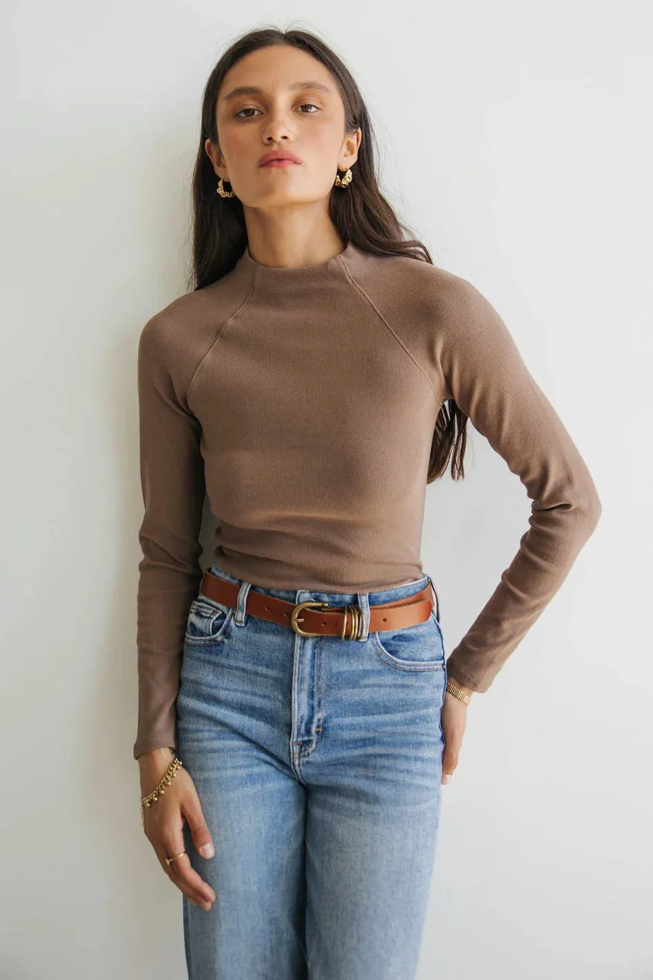 Amaya Mock Neck Top in Mocha - FINAL SALE sold by bohme product image thumbnail 4