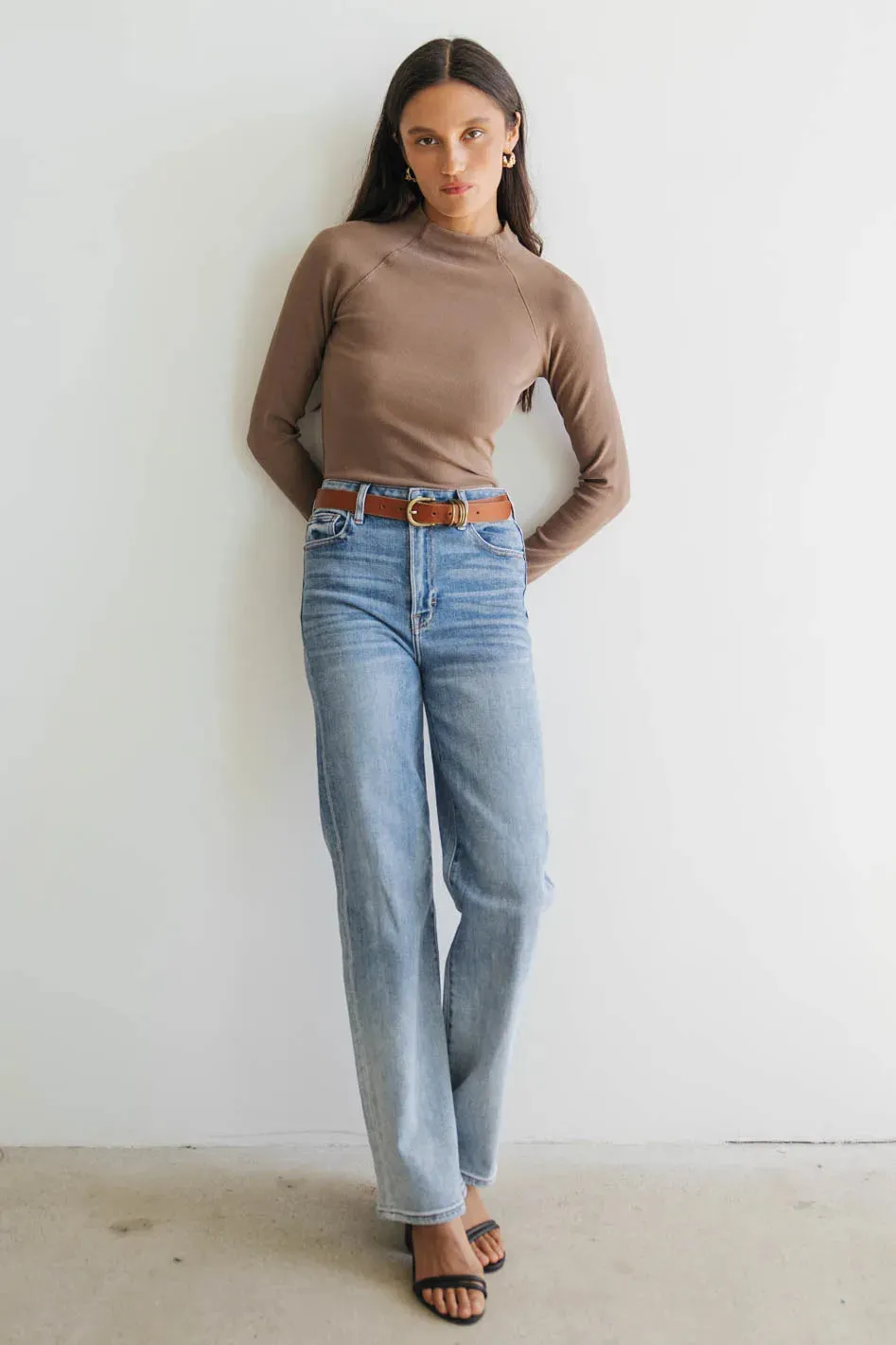 Amaya Mock Neck Top in Mocha - FINAL SALE sold by bohme product image thumbnail 3