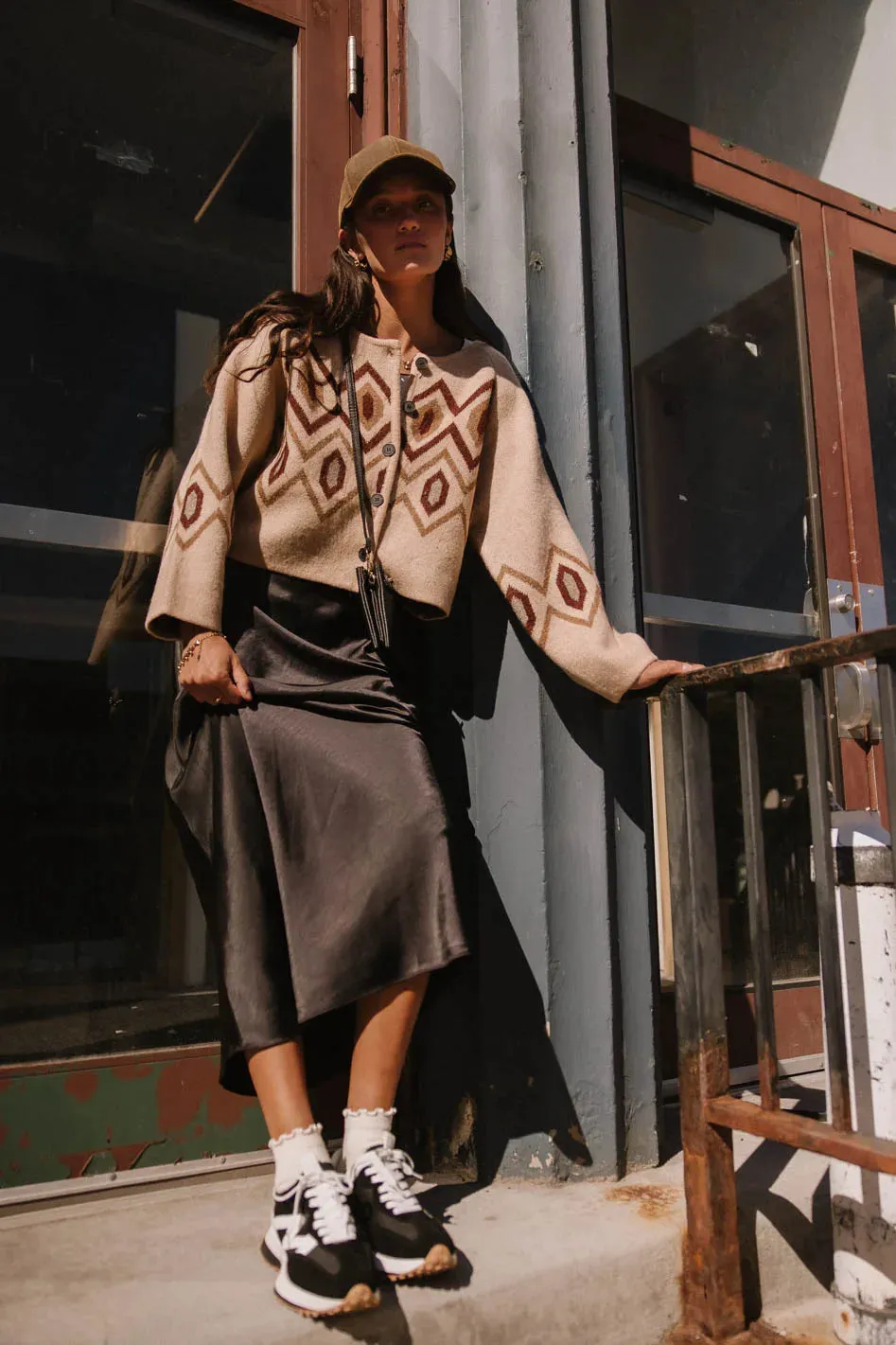 Angelica Geometric Cardigan in Tan - FINAL SALE sold by bohme product image thumbnail 5