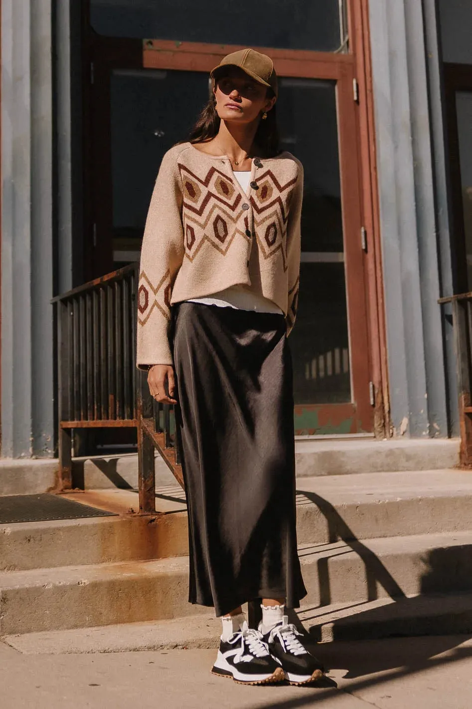 Angelica Geometric Cardigan in Tan - FINAL SALE sold by bohme product image thumbnail 4