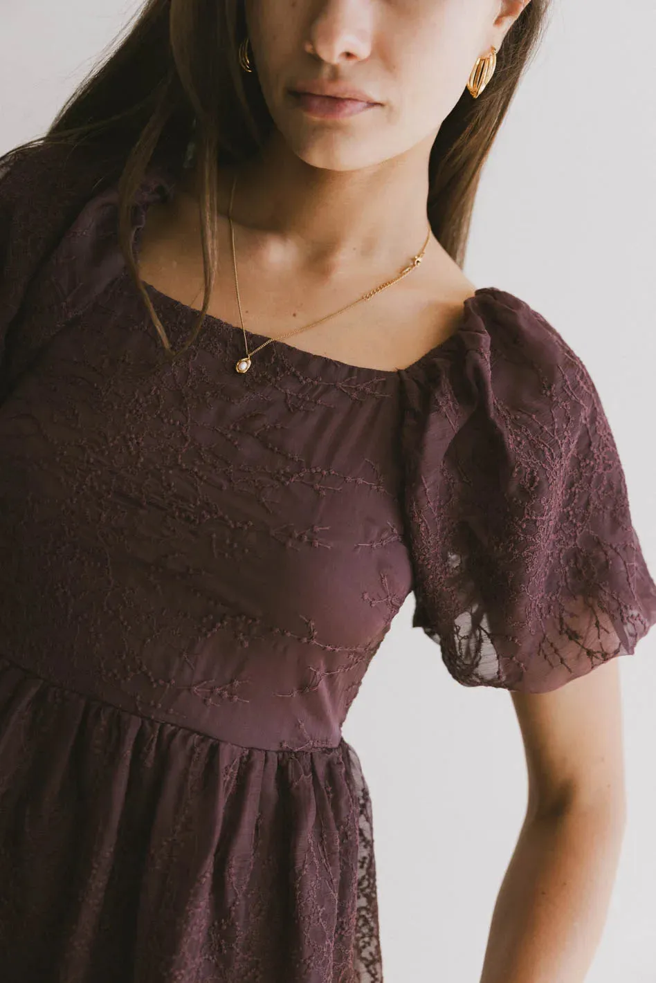 Karrie Embroidered Midi Dress in Purple - FINAL SALE sold by bohme product image thumbnail 2