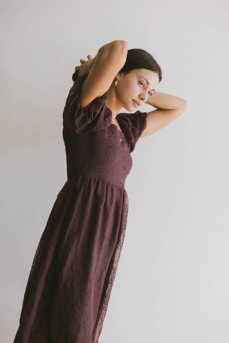 Karrie Embroidered Midi Dress in Purple - FINAL SALE sold by bohme product image thumbnail 5