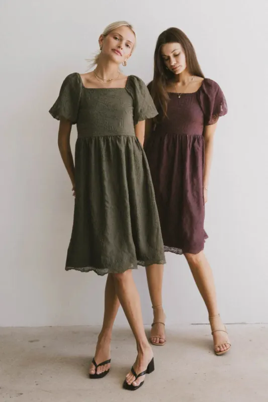 Karrie Embroidered Midi Dress in Olive - FINAL SALE sold by bohme