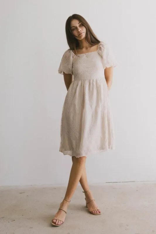 Karrie Embroidered Midi Dress in Champagne - FINAL SALE sold by bohme