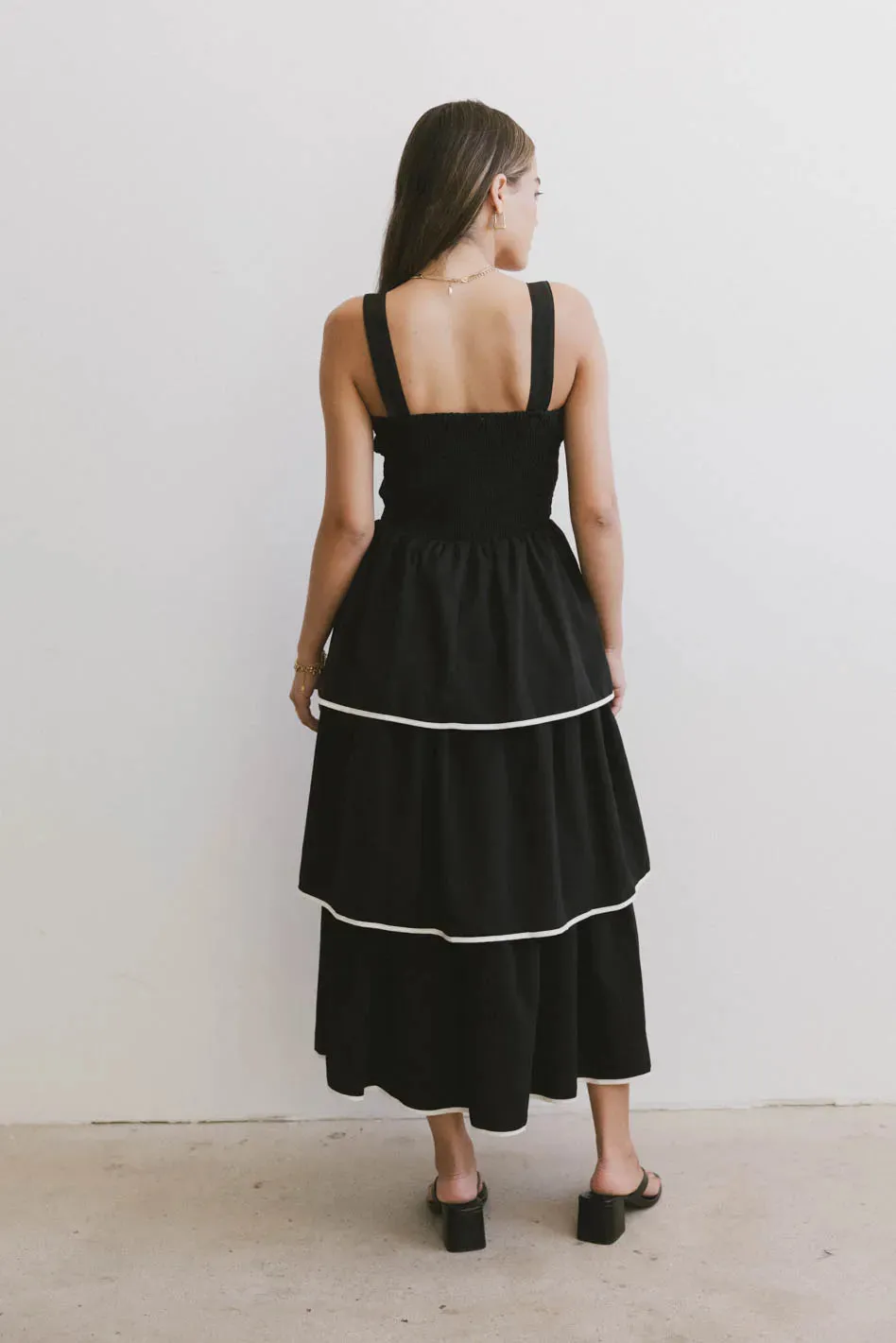 Liza Contrast Trim Dress in Black - FINAL SALE sold by bohme product image thumbnail 3