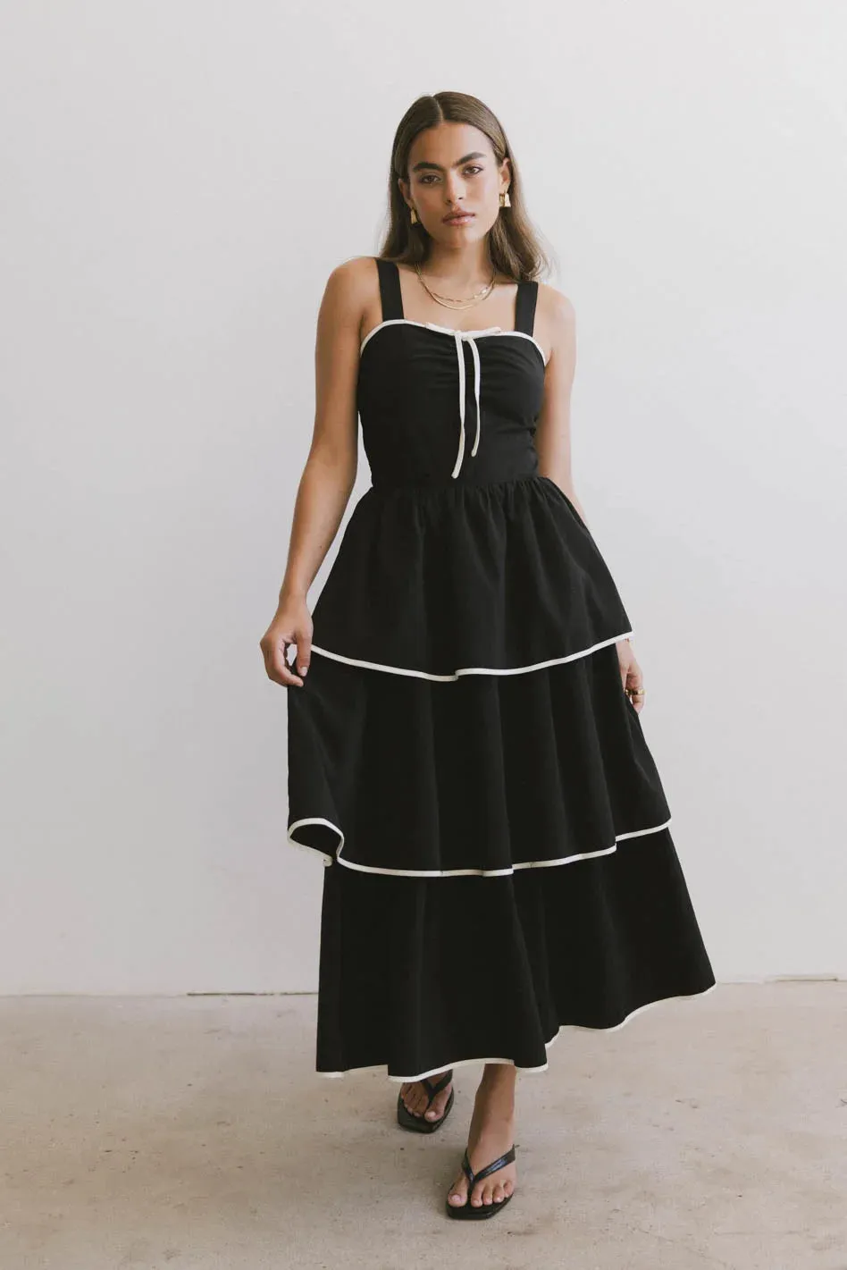 Liza Contrast Trim Dress in Black - FINAL SALE sold by bohme