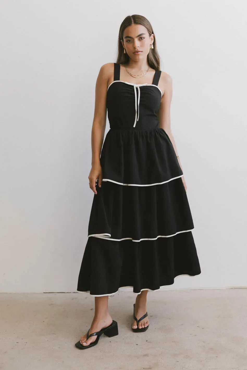 Liza Contrast Trim Dress in Black - FINAL SALE sold by bohme product image thumbnail 5