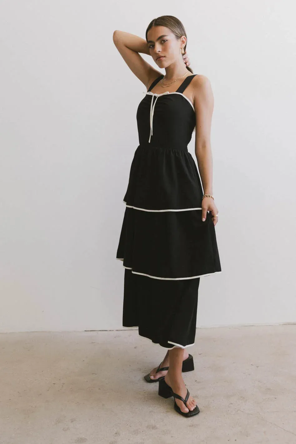 Liza Contrast Trim Dress in Black - FINAL SALE sold by bohme product image thumbnail 4