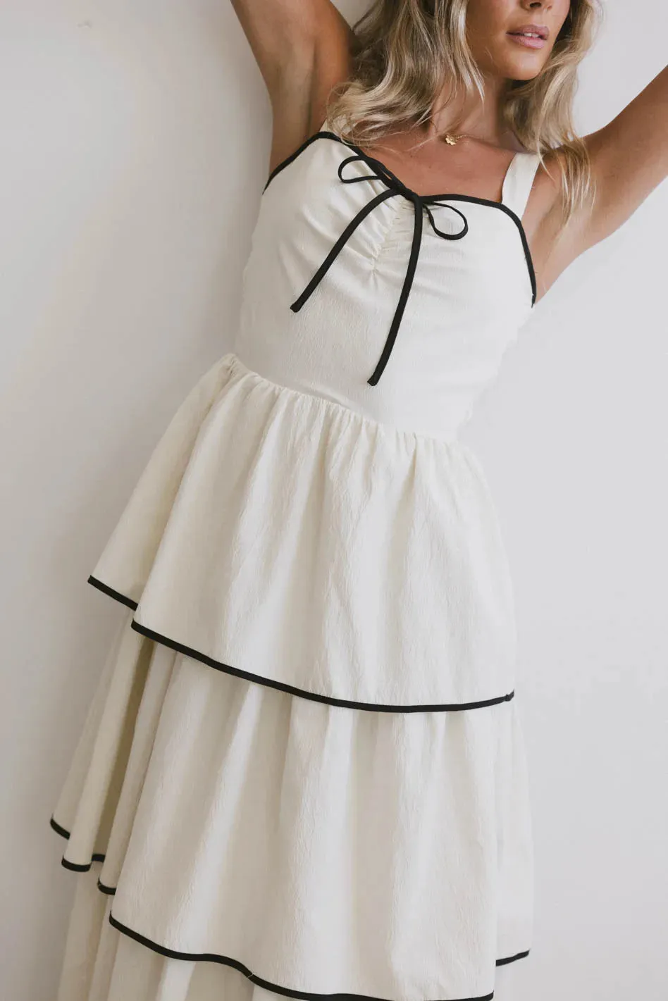 Liza Contrast Trim Dress in Cream - FINAL SALE sold by bohme product image thumbnail 2