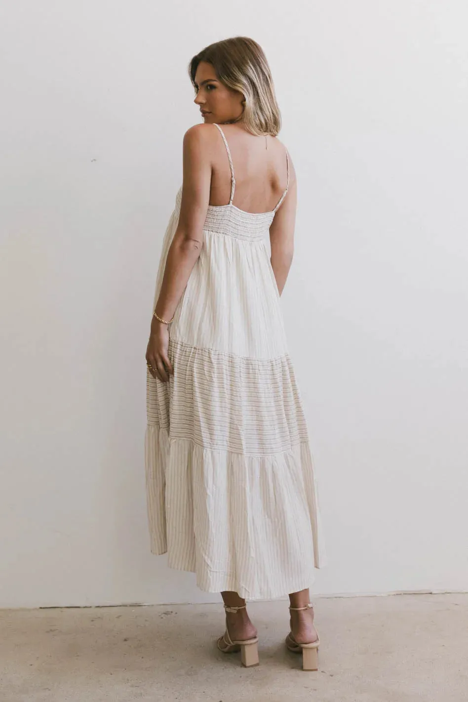 Demi Striped Midi Dress in Natural - FINAL SALE sold by bohme product image thumbnail 3