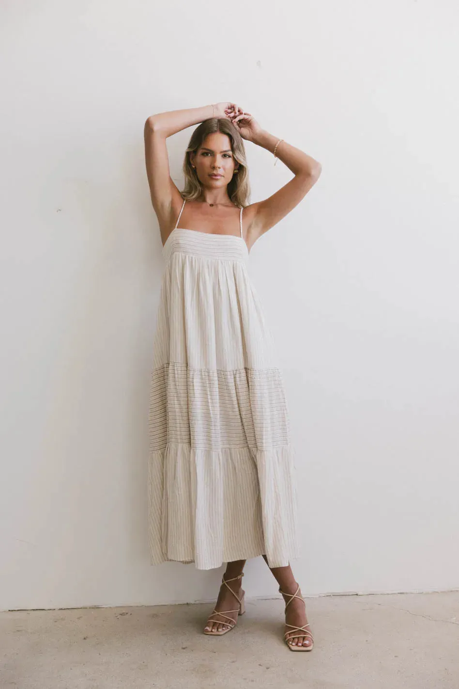 Demi Striped Midi Dress in Natural - FINAL SALE sold by bohme product image thumbnail 5