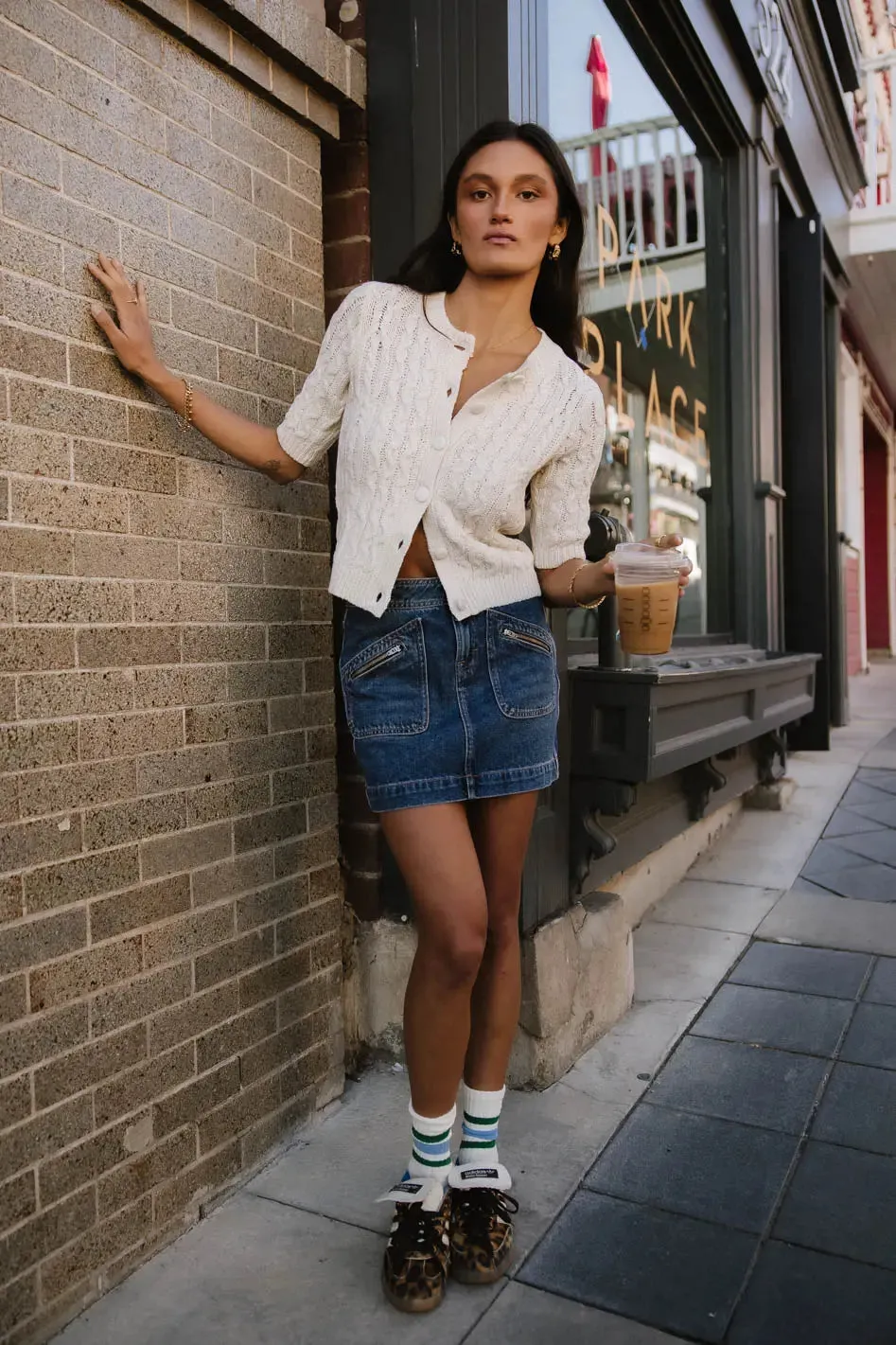 Erika Cable Knit Cardigan in Ivory - FINAL SALE sold by bohme product image thumbnail 2