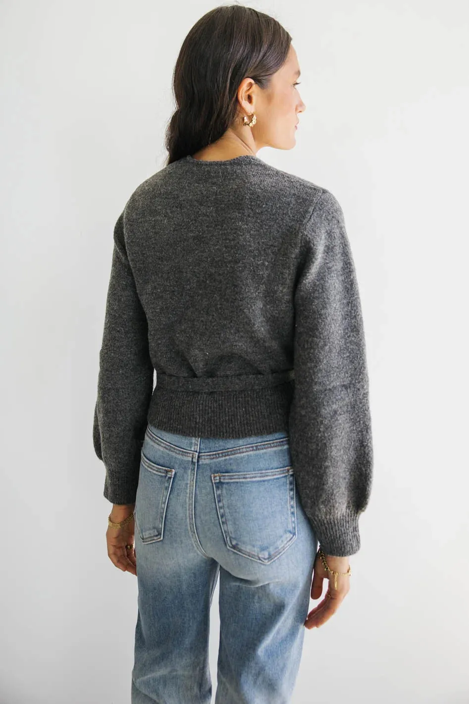 Addie Wrap Cardigan in Charcoal - FINAL SALE sold by bohme product image thumbnail 3