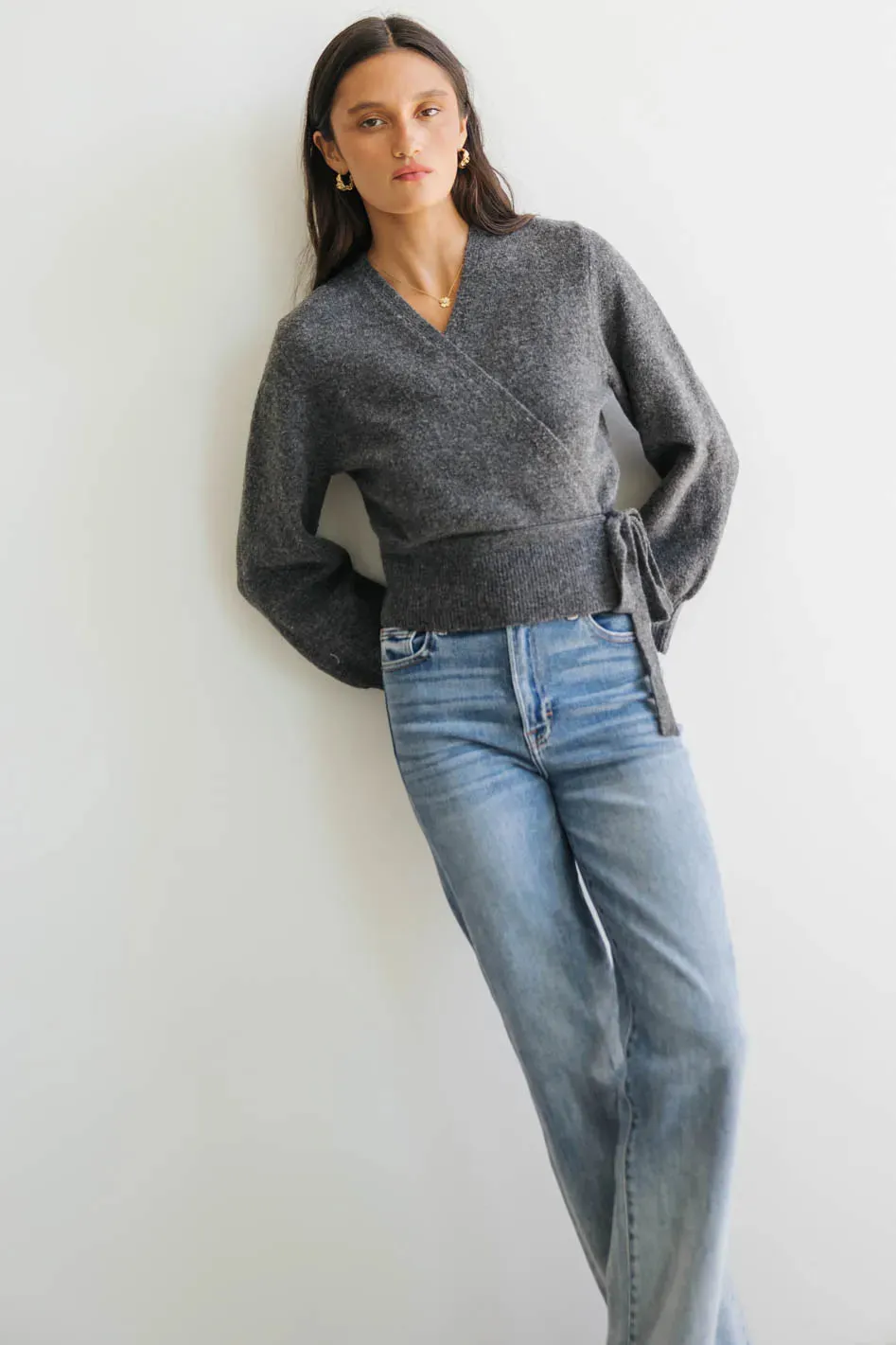 Addie Wrap Cardigan in Charcoal - FINAL SALE sold by bohme product image thumbnail 5