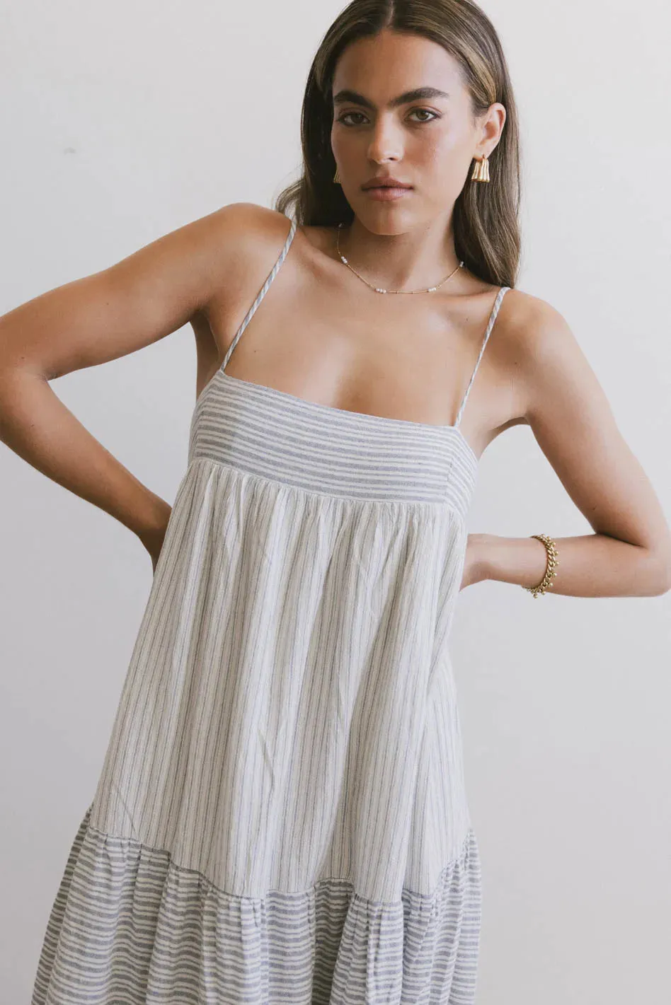Demi Striped Midi Dress in Blue - FINAL SALE sold by bohme product image thumbnail 4