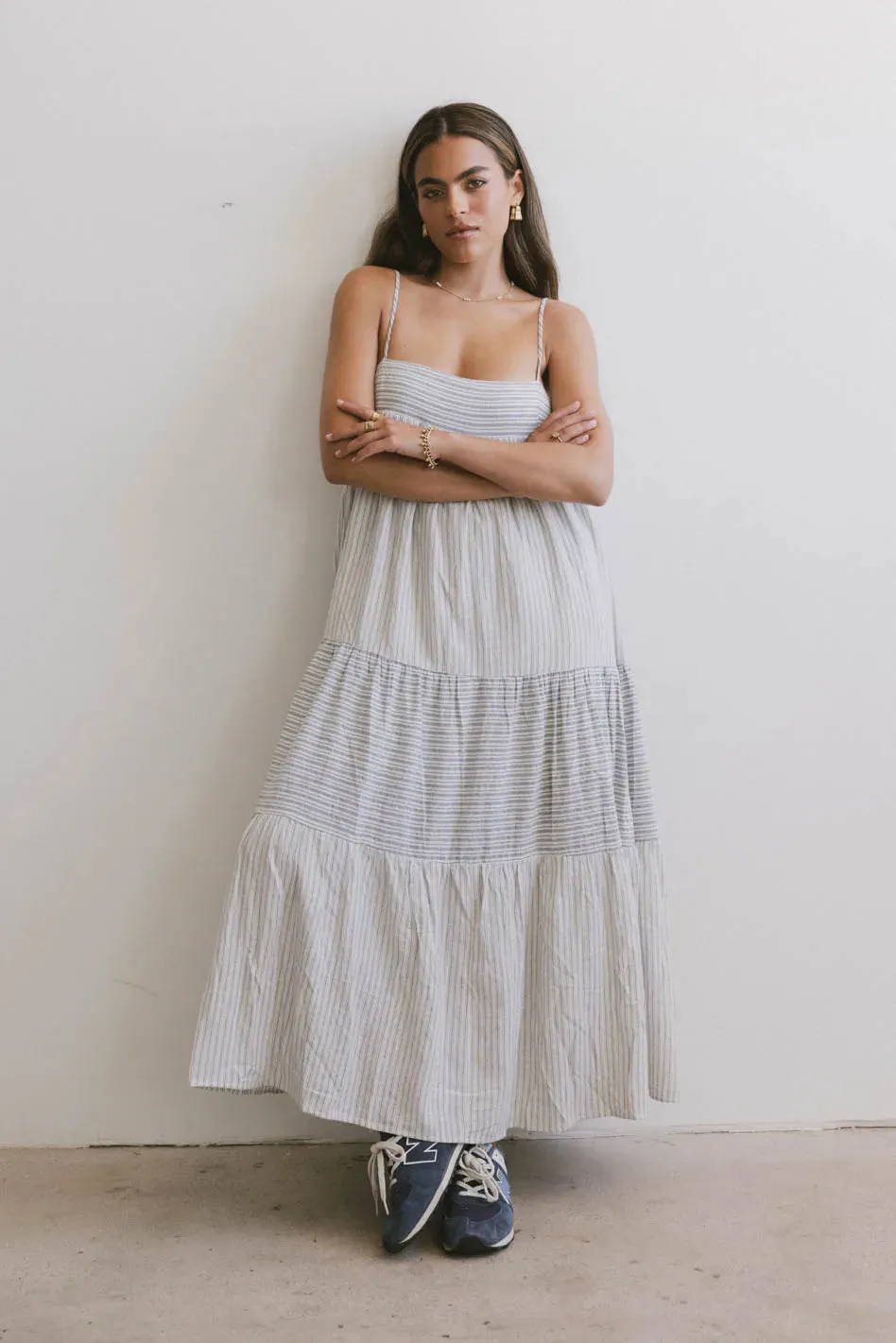 Demi Striped Midi Dress in Blue - FINAL SALE sold by bohme