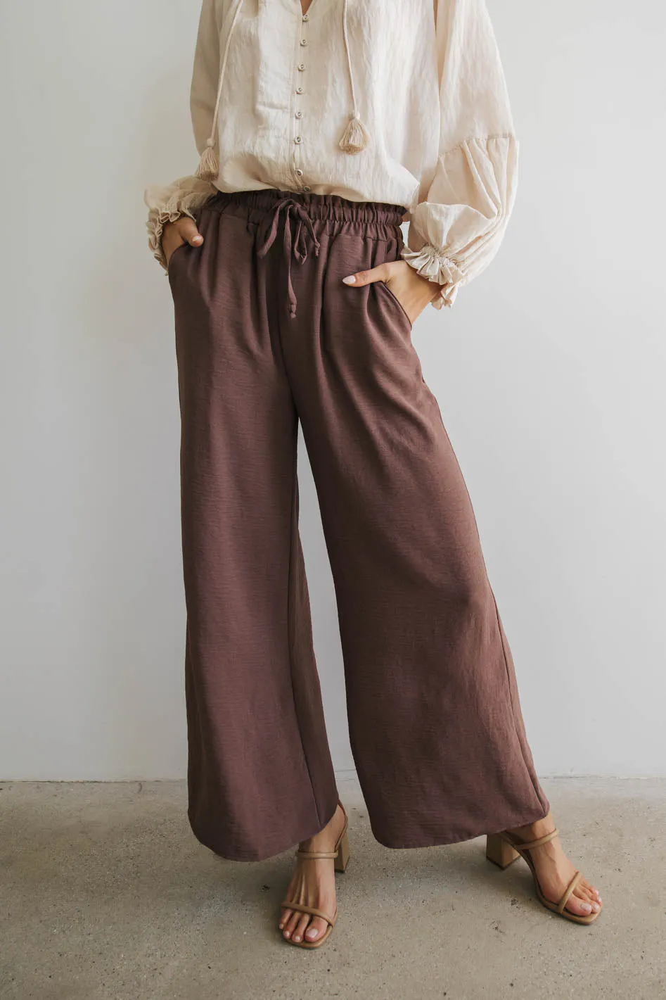 Mina Wide Leg Pants in Mocha - FINAL SALE sold by bohme
