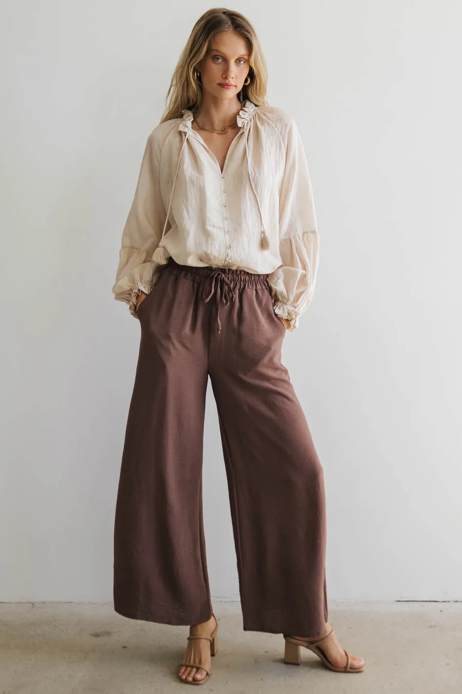 Mina Wide Leg Pants in Mocha - FINAL SALE sold by bohme product image thumbnail 2