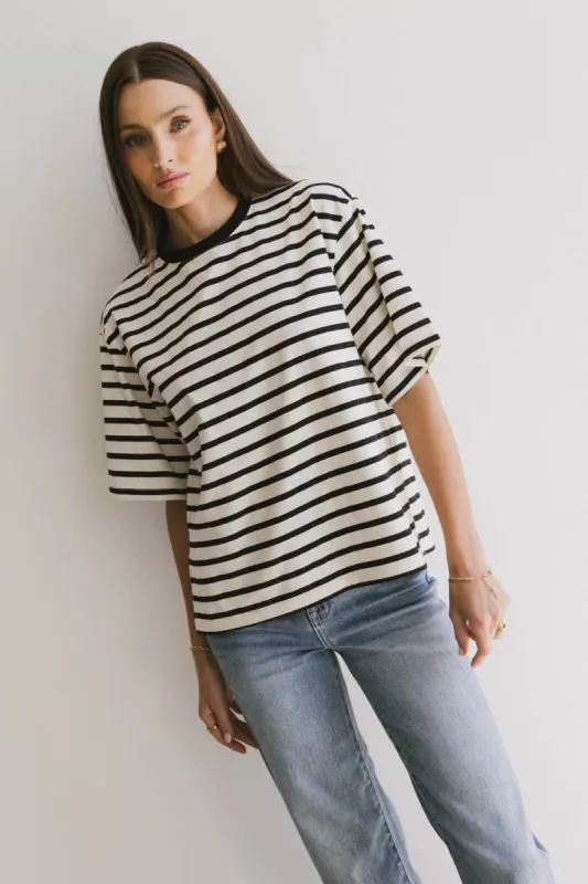 Freddie Striped Tee in Black - FINAL SALE sold by bohme