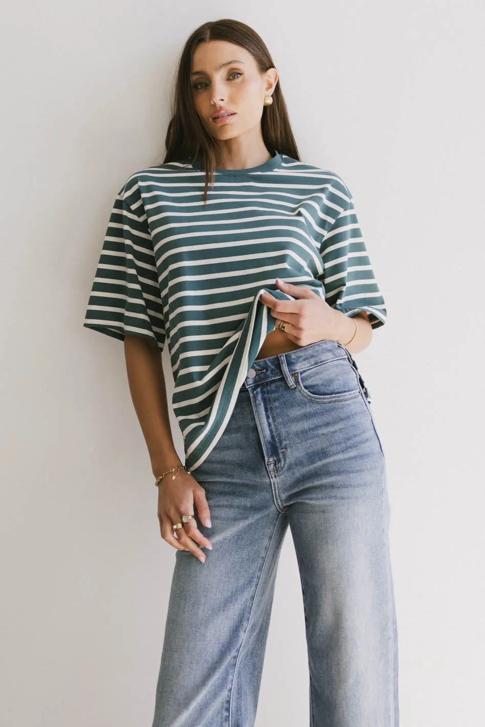 Freddie Striped Tee in Teal - FINAL SALE sold by bohme product image thumbnail 4
