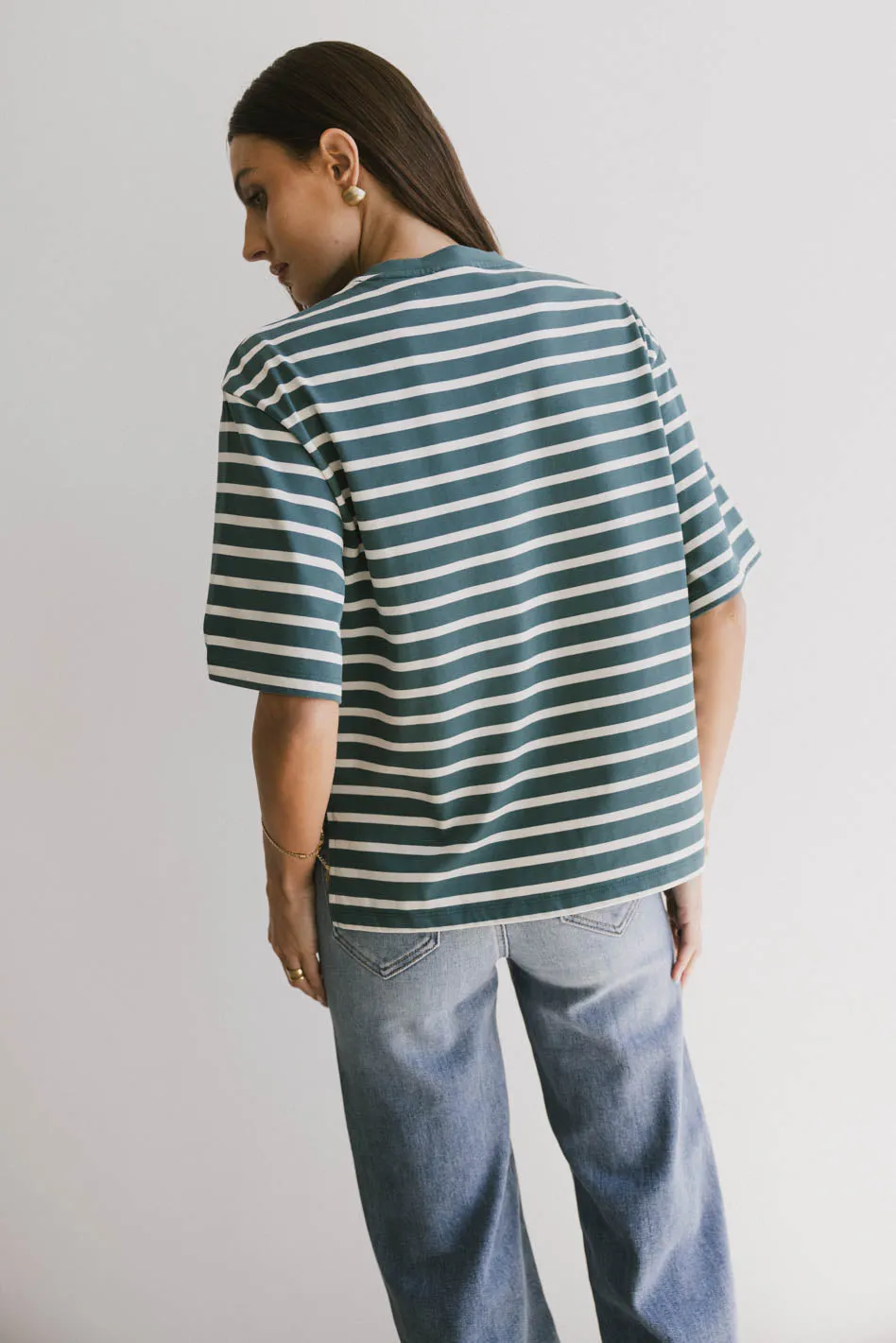 Freddie Striped Tee in Teal - FINAL SALE sold by bohme product image thumbnail 2