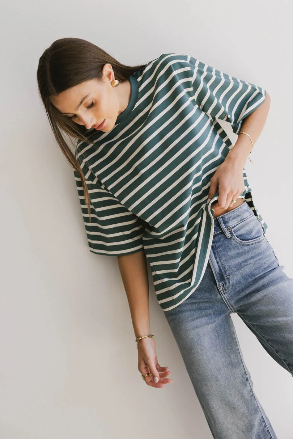 Freddie Striped Tee in Teal - FINAL SALE sold by bohme product image thumbnail 5
