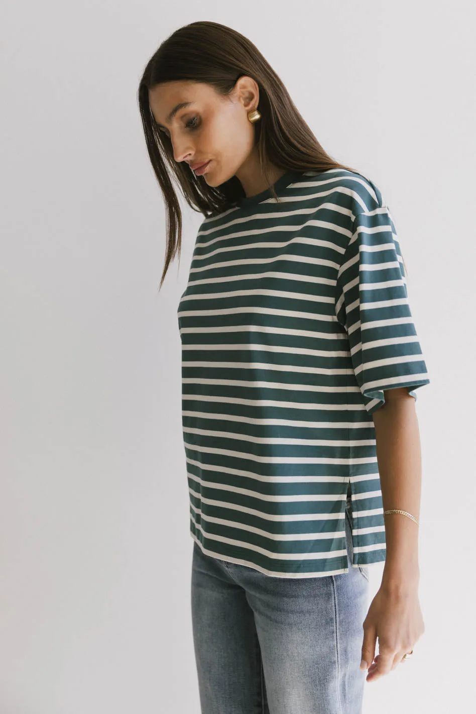 Freddie Striped Tee in Teal - FINAL SALE sold by bohme product image thumbnail 3
