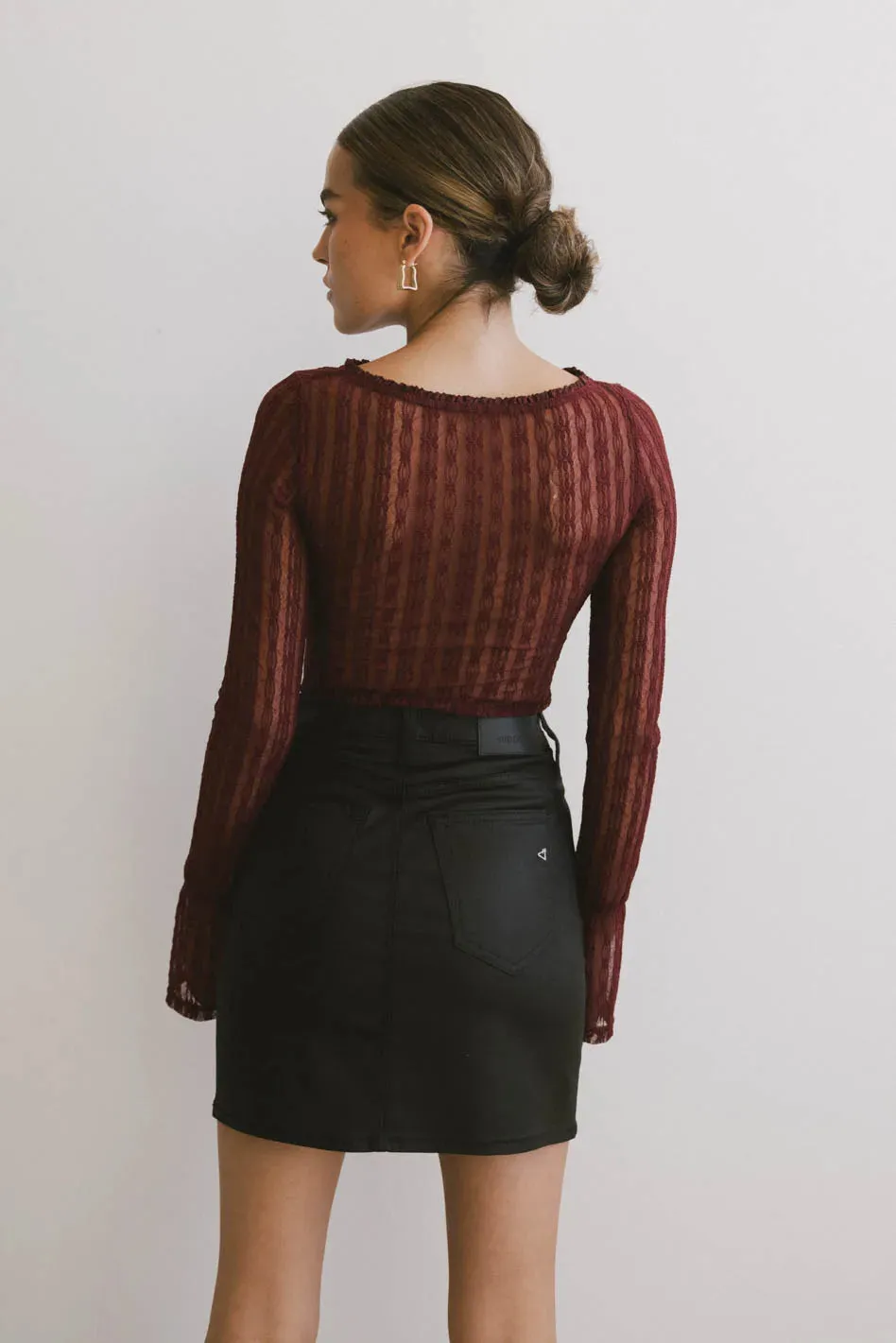 Linnea Lace Top in Burgundy - FINAL SALE sold by bohme product image thumbnail 3