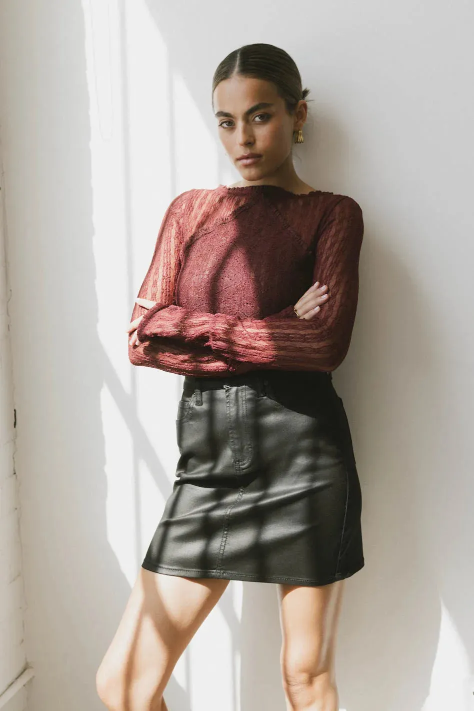 Linnea Lace Top in Burgundy - FINAL SALE sold by bohme product image thumbnail 4