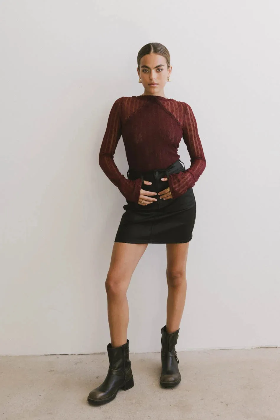 Linnea Lace Top in Burgundy - FINAL SALE sold by bohme product image thumbnail 5