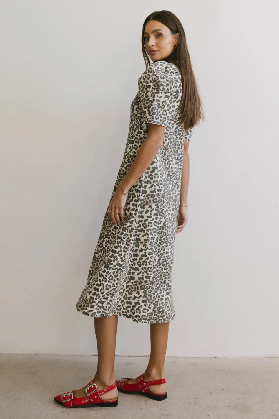 Campbell Denim Dress in Leopard - FINAL SALE sold by bohme product image thumbnail 3