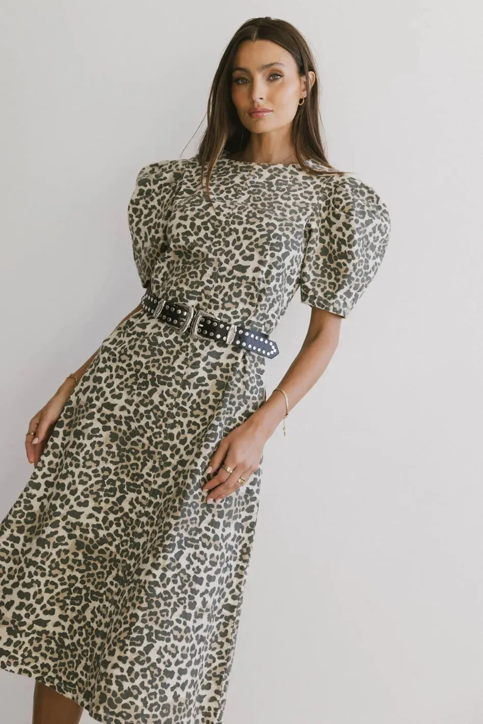 Campbell Denim Dress in Leopard - FINAL SALE sold by bohme product image thumbnail 2