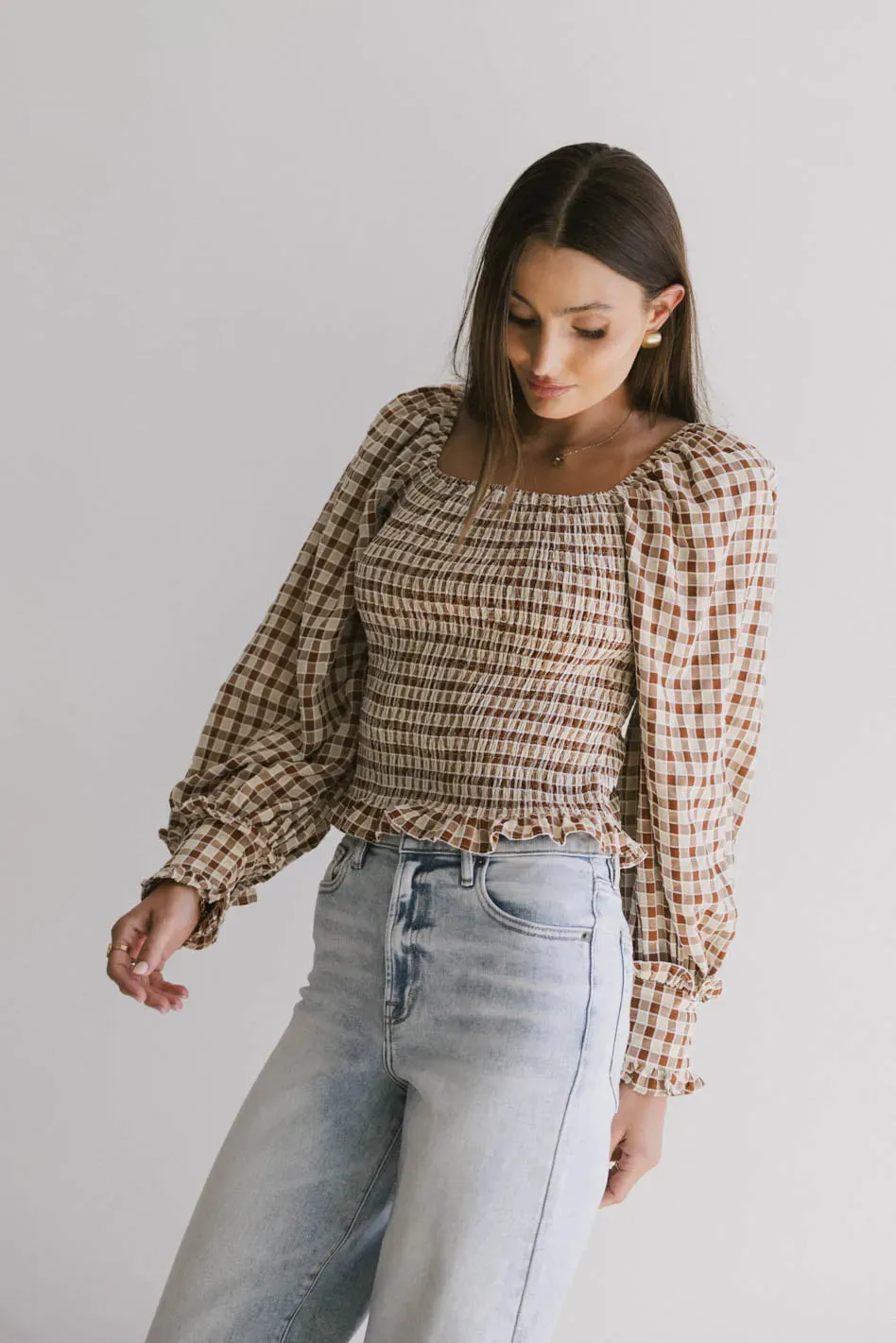 Brinklee Smocked Blouse in Rust - FINAL SALE sold by bohme product image thumbnail 3