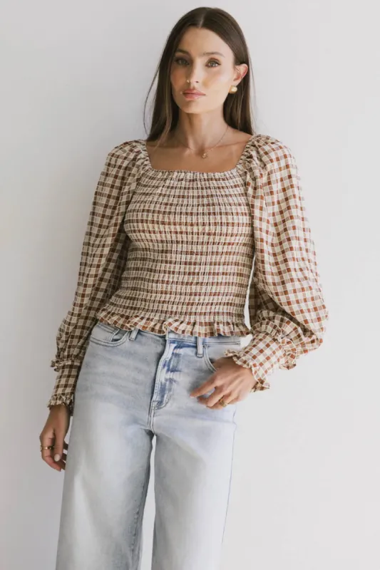 Brinklee Smocked Blouse in Rust - FINAL SALE made by bohme