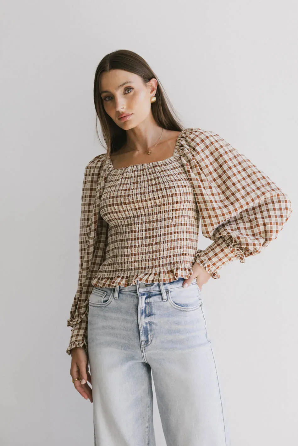 Brinklee Smocked Blouse in Rust - FINAL SALE sold by bohme product image thumbnail 4
