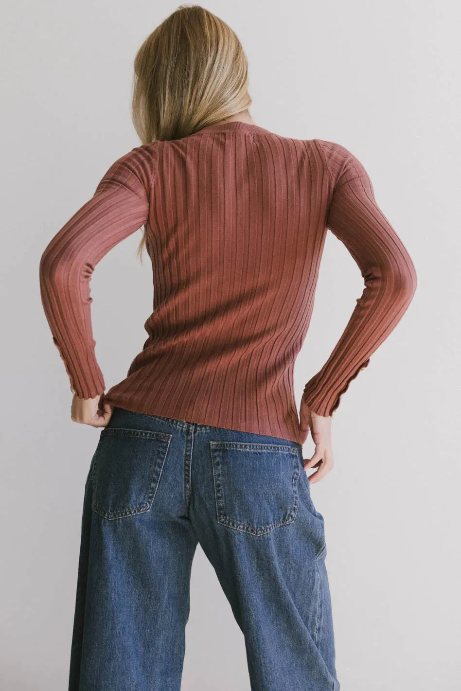 Lonnie Button Sleeve Sweater in Brown - FINAL SALE sold by bohme product image thumbnail 4