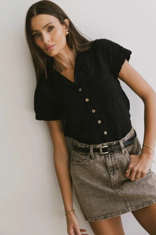 Berenice Textured Button Up in Black - FINAL SALE sold by bohme