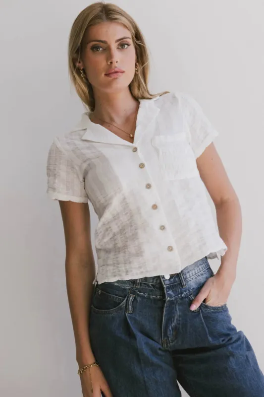 Berenice Textured Button Up in White - FINAL SALE sold by bohme