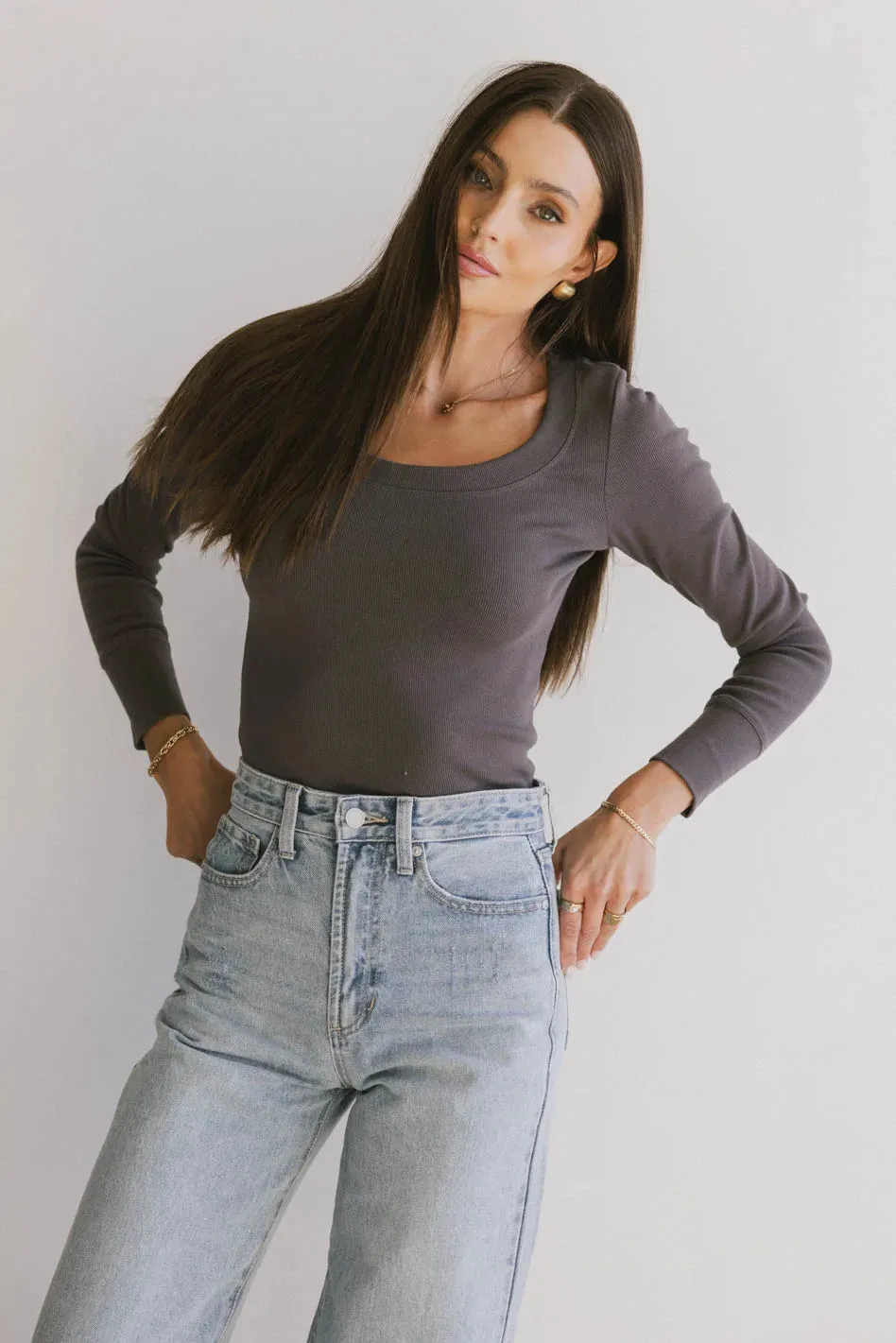 Tylar Scoop Neck Top in Charcoal - FINAL SALE sold by bohme