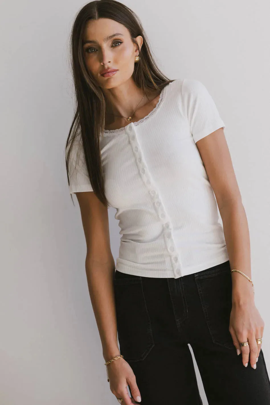 Ipsy Ribbed Tee in Ivory - FINAL SALE sold by bohme product image thumbnail 3