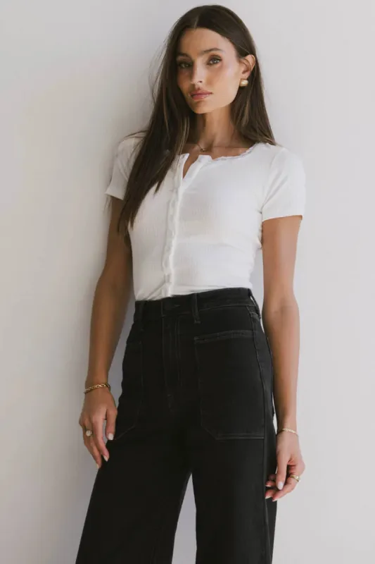 Ipsy Ribbed Tee in Ivory - FINAL SALE made by bohme