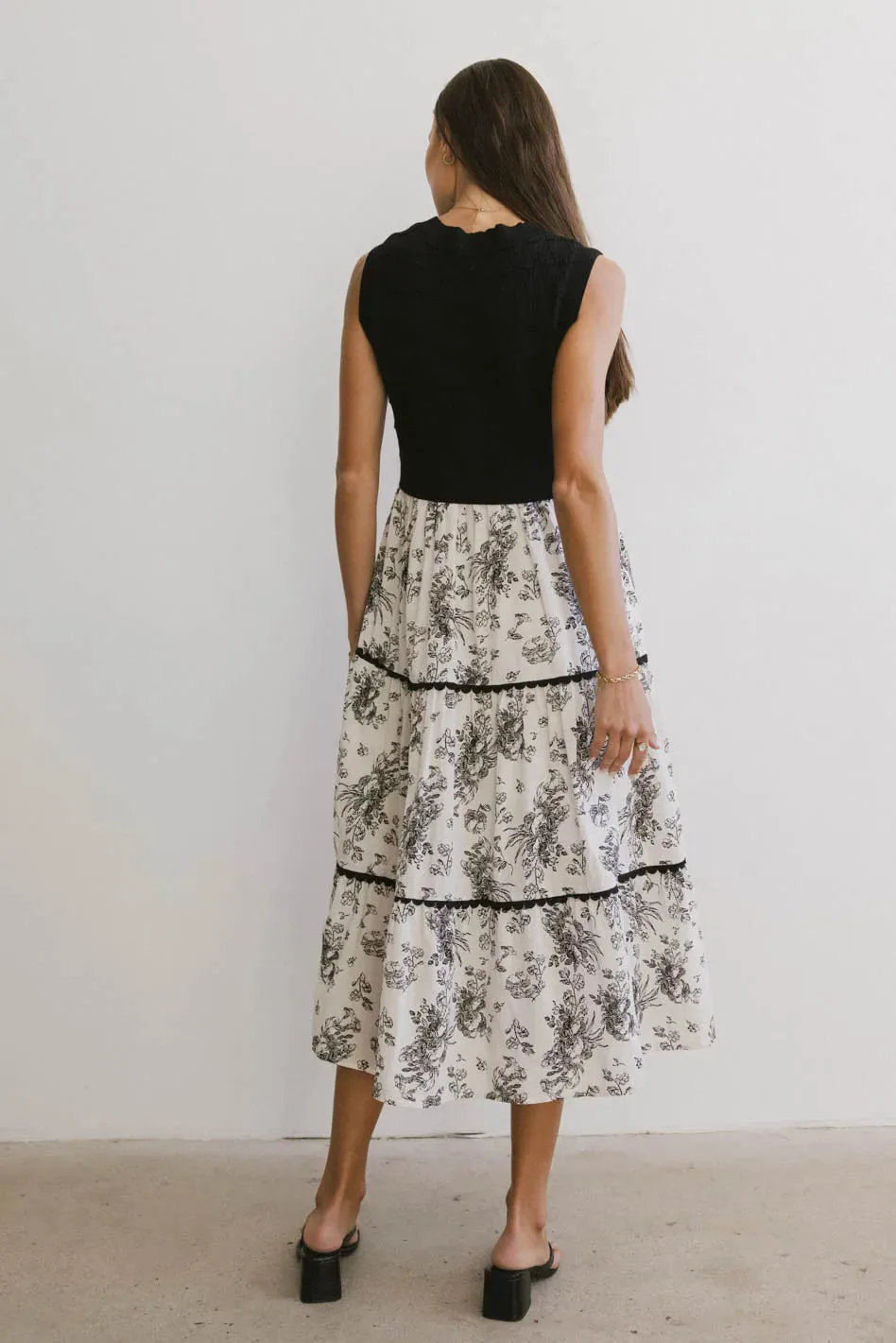 Cherney Tiered Floral Dress in Black - FINAL SALE sold by bohme product image thumbnail 4