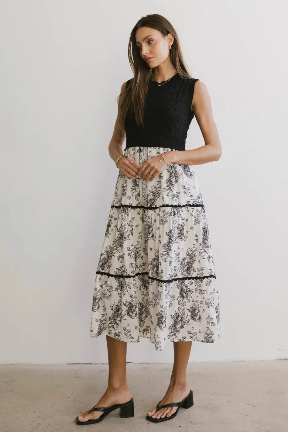 Cherney Tiered Floral Dress in Black - FINAL SALE sold by bohme product image thumbnail 5