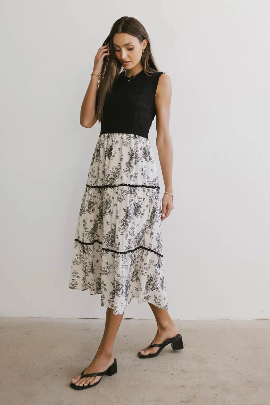 Cherney Tiered Floral Dress in Black - FINAL SALE sold by bohme product image thumbnail 3