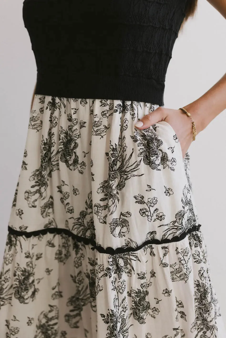 Cherney Tiered Floral Dress in Black - FINAL SALE sold by bohme product image thumbnail 2