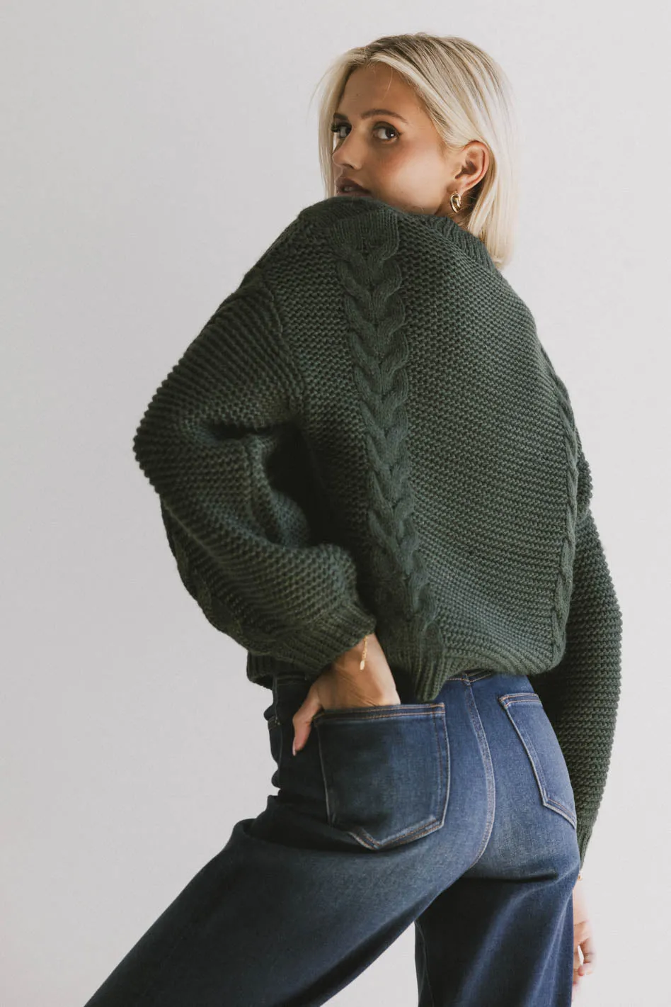 Zaidee Knit Sweater in Hunter Green - FINAL SALE sold by bohme product image thumbnail 5