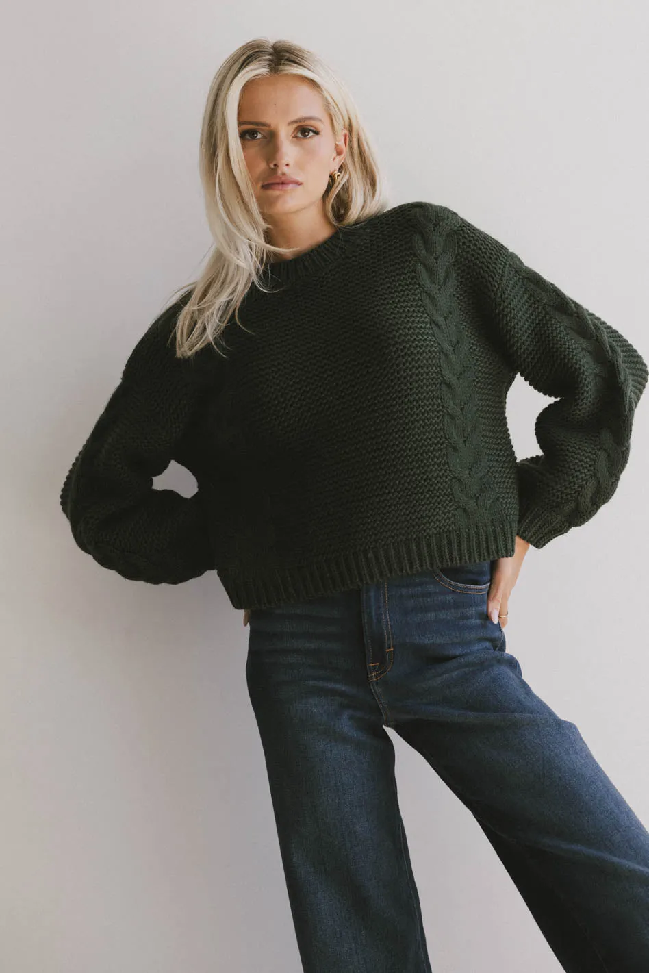 Zaidee Knit Sweater in Hunter Green - FINAL SALE sold by bohme